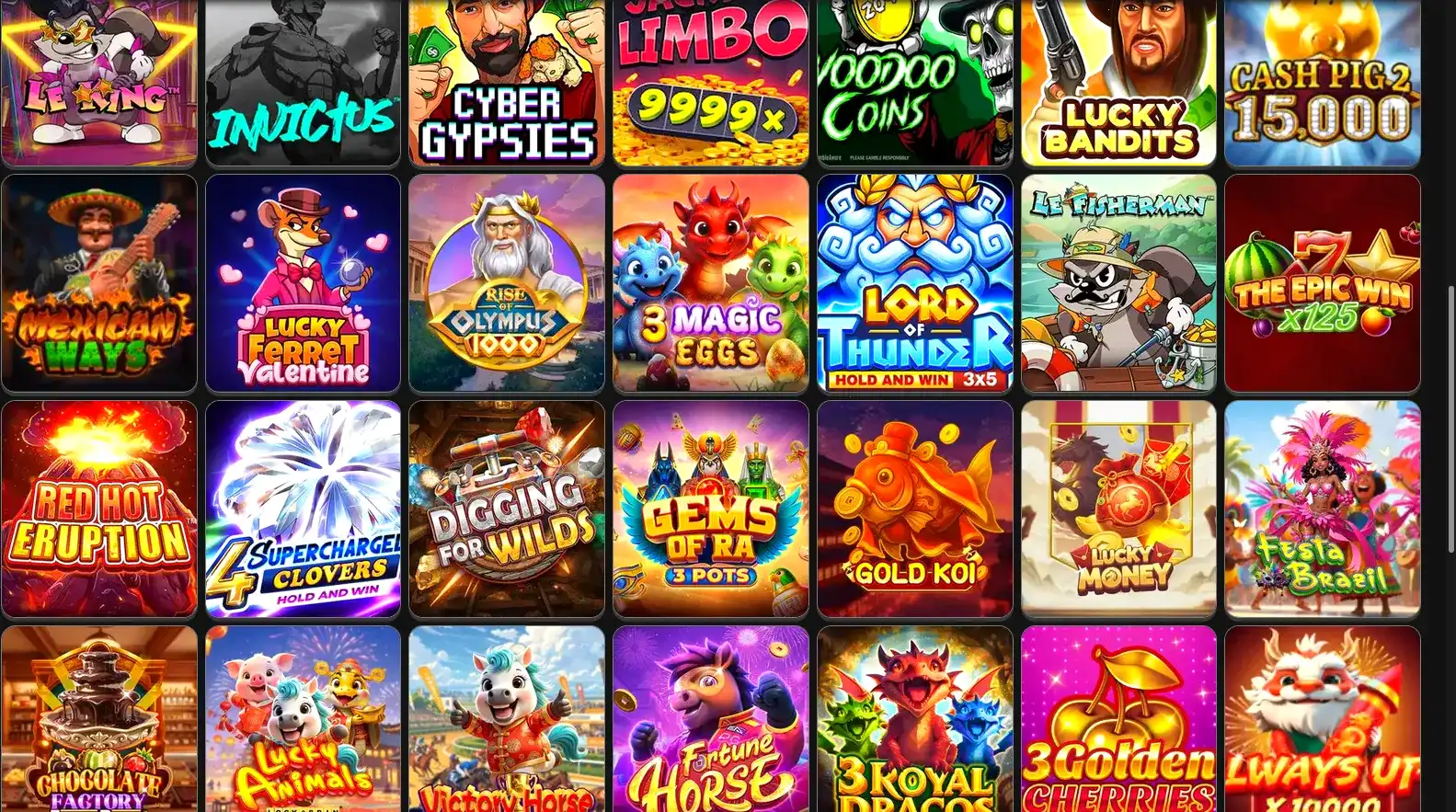 Интерфейс игрового зала Gold casino с множеством слотов